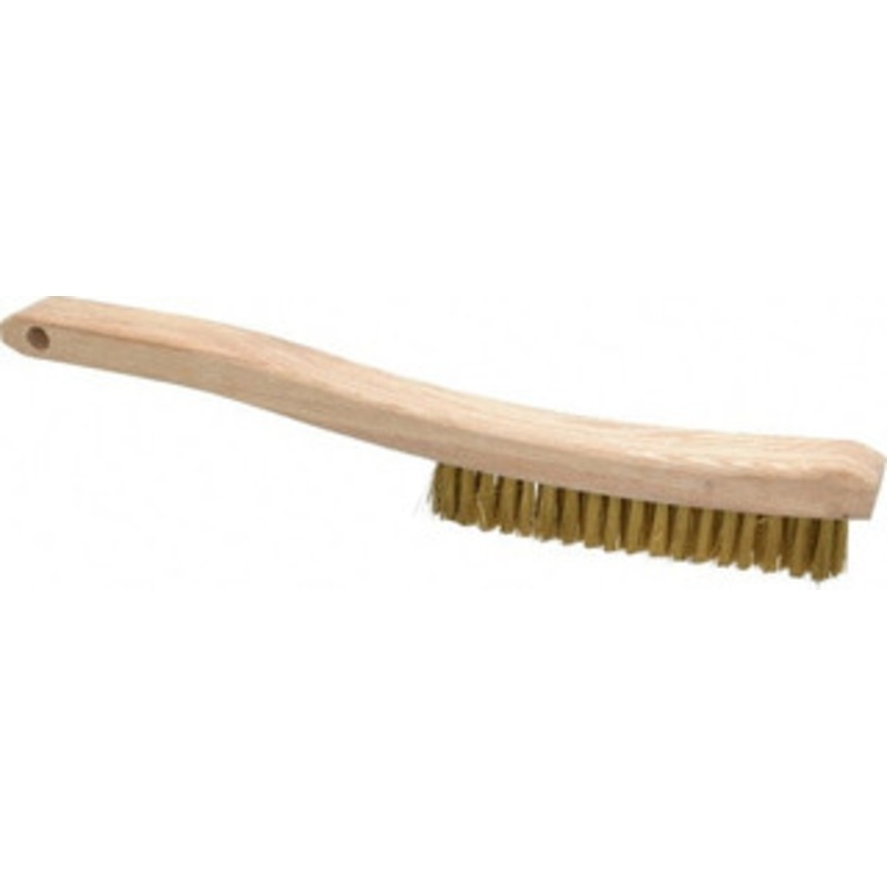 Osborn 4 Rows x 18 Columns Brass Platers Brush 5-3/4 Brush Length, 13-1/4 OAL, 1 Trim Length, Wood Curved Handle 0005403600 – 53502357