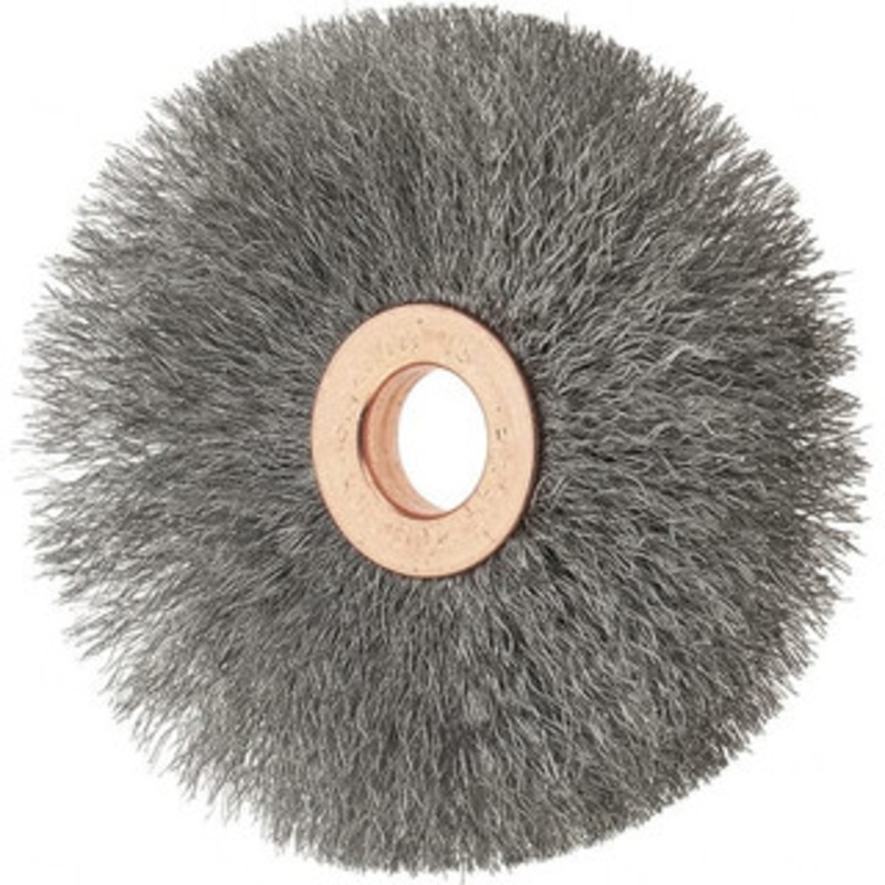 Tru-Maxx 3 OD, 1/2 Arbor Hole, Crimped Stainless Steel Wheel Brush 5/8 Face Width, 1 Trim Length, 0.006 Filament Diam, 20,000 RPM 88558 – 32246639