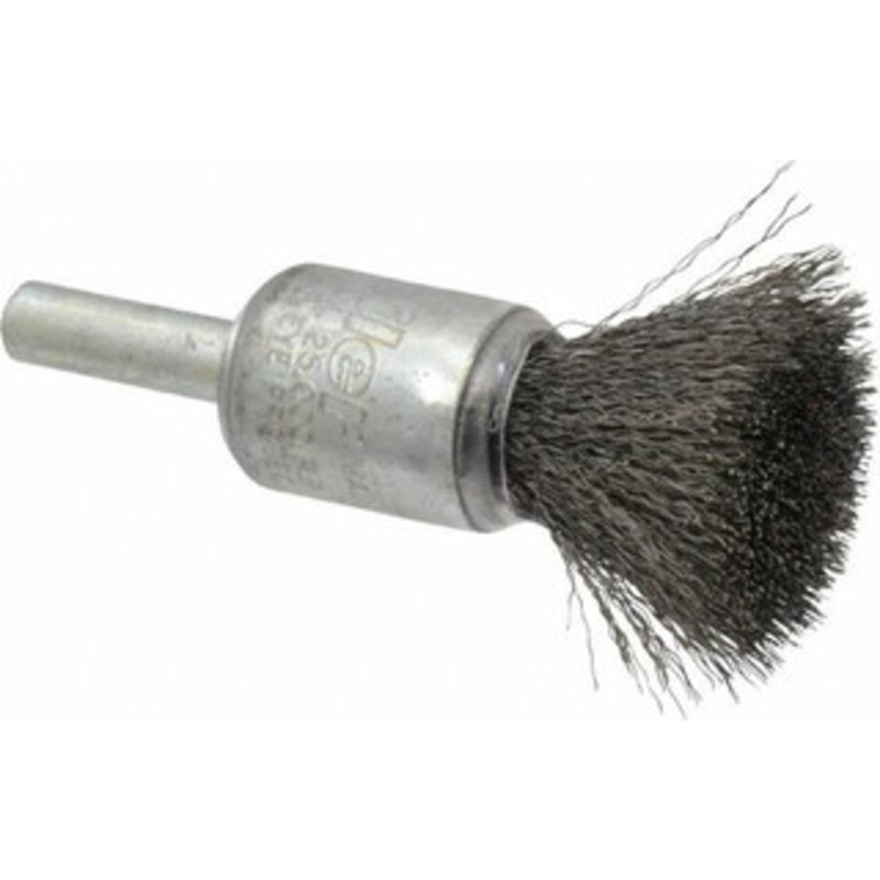 Weiler Abrasives 1/2 Diam Steel Crimped End Brush 7/8 Trim Length, 1/4 Shank Diam, 25,000 Max RPM 90297 – 00462754