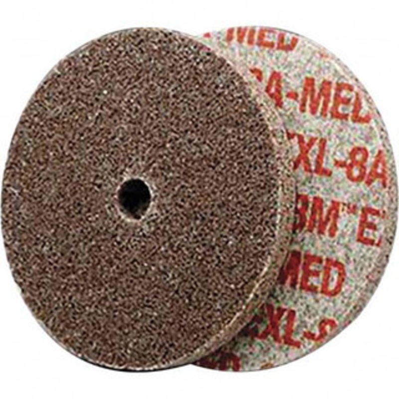 3M 1 Diam, 1/8 Face Width, 1/8 Center Hole, Medium Grade, Aluminum Oxide Deburring Wheel Unitized, Hard Density 8 Grade, 35,100 RPM 7010329397 – 01174879