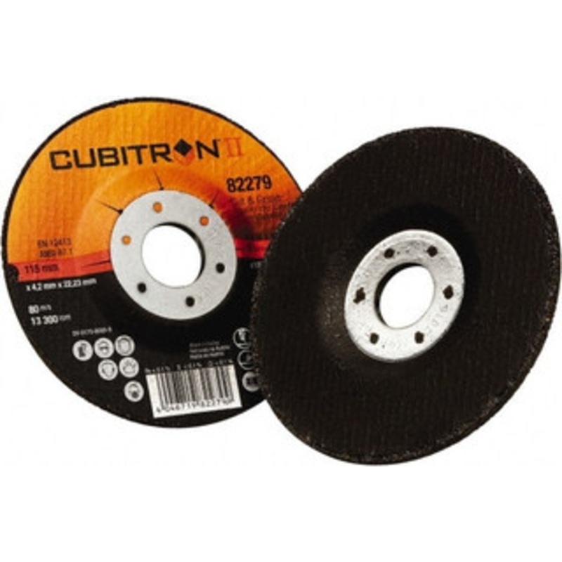 3M 36 Grit, 4-1/2 Diam x 1/8 Thick x 7/8 Arbor, Type 27 Depressed Center Wheel Ceramic, 13,300 Max RPM 7100019243 – 32760993