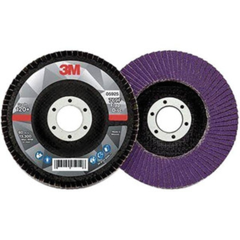 3M 4-1/2 7/8 Center Hole Type 29 Ceramic Flap Disc Fine Grade, Coated, Arbor Attachment, Fiberglass Backing, 13,300 RPM 7100178091 – 11029717