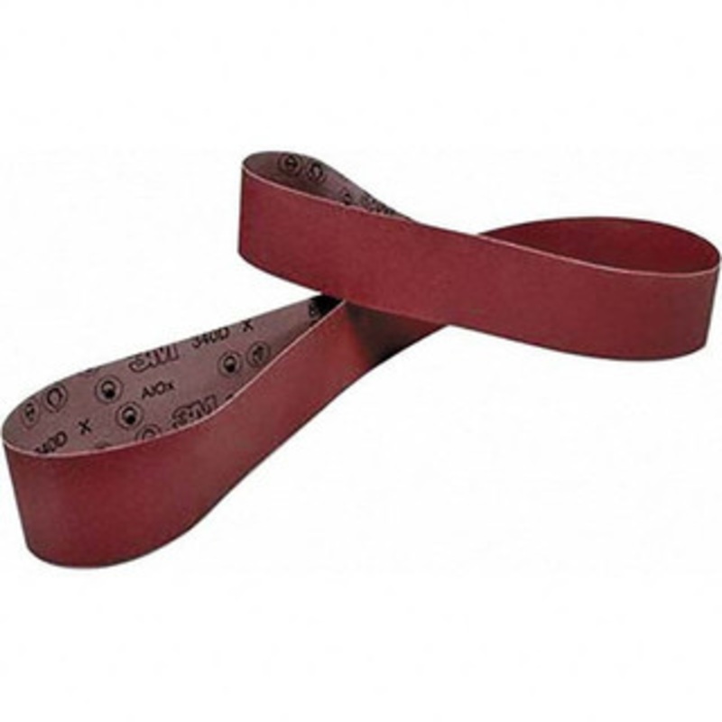 3M 6 Wide x 132 OAL, 100 Grit, Aluminum Oxide Abrasive Belt Aluminum Oxide, Fine, Coated, X Weighted Cloth Backing, Series 240D 7010294781 – 00377580