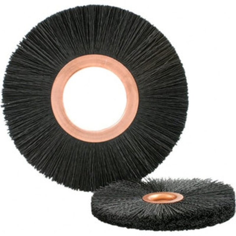Brush Research Manufacturing 6 OD, 2 Arbor Hole, Crimped Abrasive Nylon Wheel Brush 17/32 Face Width, 1-1/2 Trim Length, 6,000 RPM NY6320SC – 41098500