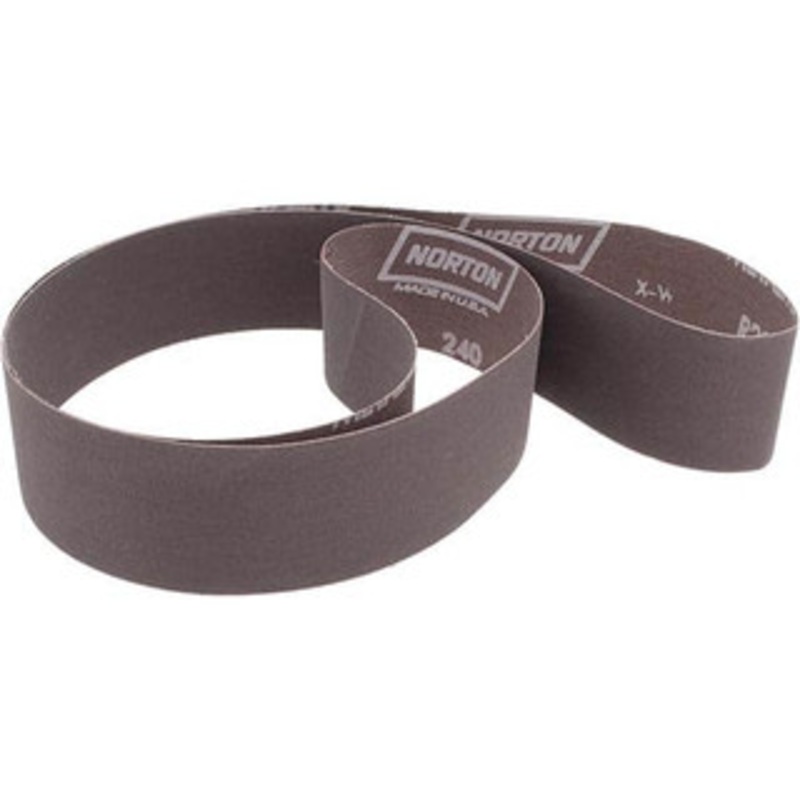 Norton 2 Wide x 60 OAL, 240 Grit, Aluminum Oxide Abrasive Belt Aluminum Oxide, Very Fine, Coated, Series R228 78072761862 – 82110941