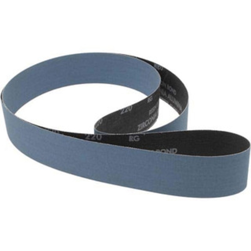 Norton 2 Wide x 72 OAL, 220 Grit, Zirconia Alumina Abrasive Belt Zirconia Alumina, Very Fine, Coated, X Weighted Cloth Backing, Series R823 78072728633 – 65860371