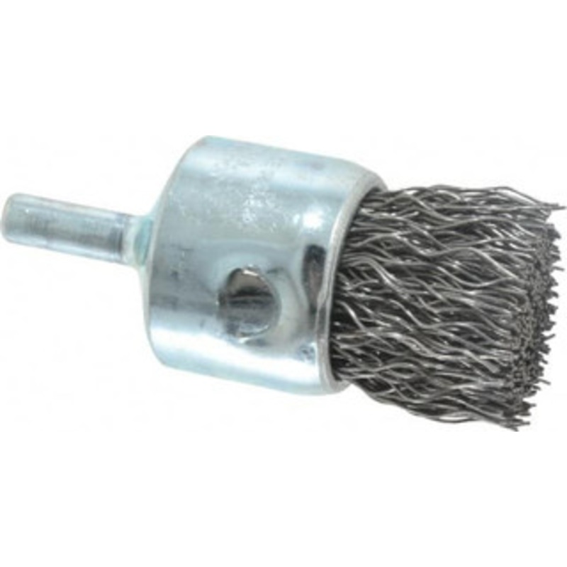 Weiler Abrasives 1 Diam Steel Crimped End Brush 7/8 Trim Length, 1/4 Shank Diam, 22,000 Max RPM 90295 – 00462739