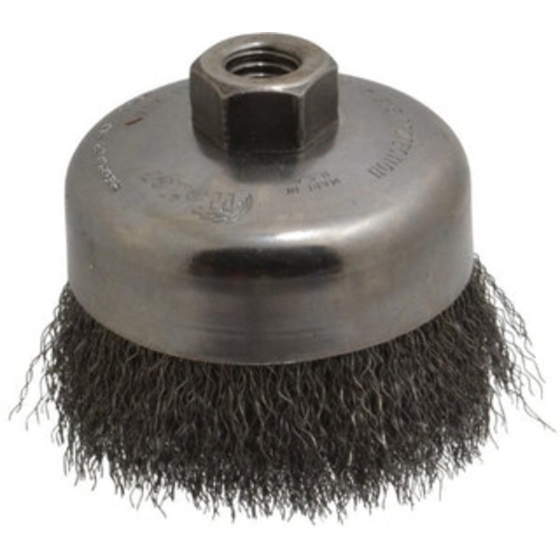 Weiler Abrasives 4 Diam 5/8-11 Threaded Arbor Steel Fill Cup Brush Crimped Wire, 0.0118 Wire Diam, 1-3/8 Trim, 9,000 Max RPM 93651 – 03597705