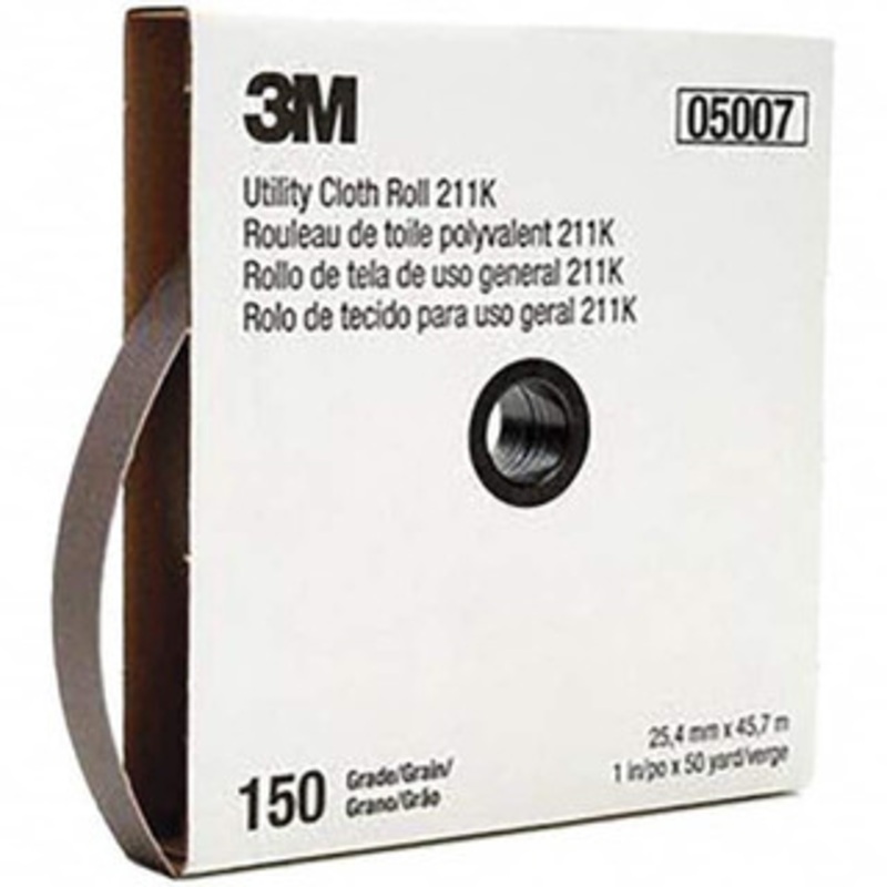 3M 1 x 50 Yd 150 Grit Aluminum Oxide Shop Roll Very Fine Grade, J Weighted Cloth Backing 7000118338 – 01653666