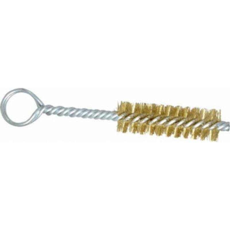 Made in USA 2-1/2 Long x 3/4 Diam Brass Twisted Wire Bristle Brush Double Spiral, 5-1/2 OAL, 0.01 Wire Diam, 0.235 Shank Diam 09-231204 – 03716727