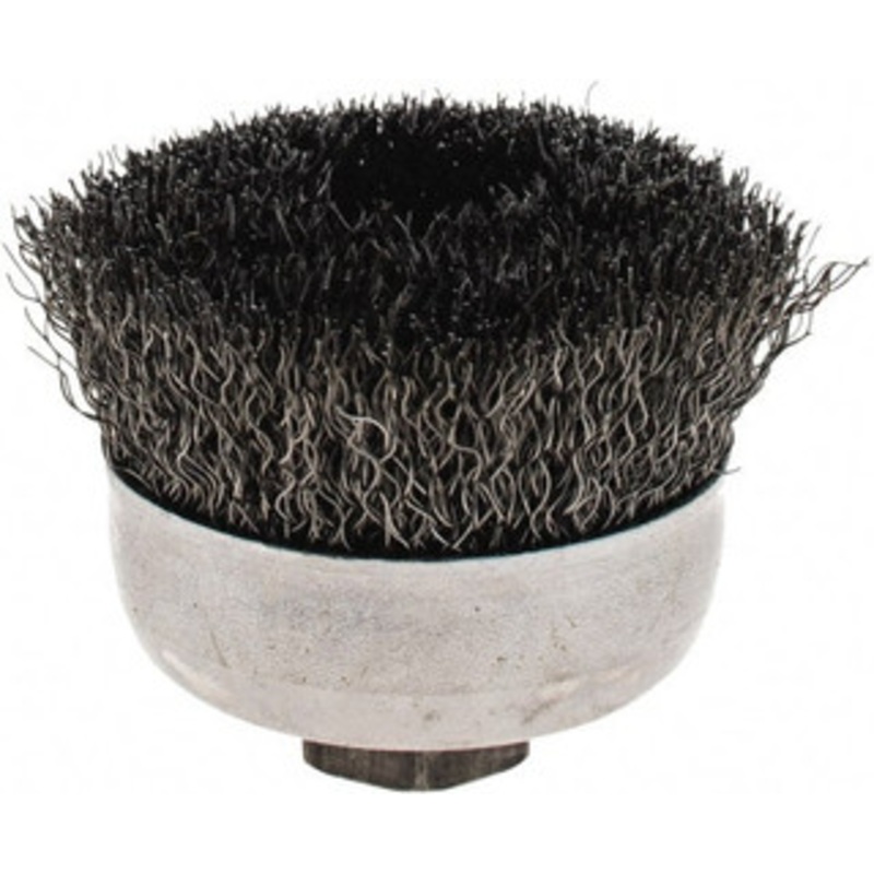 Weiler Abrasives 2-3/4 Diam 5/8-11 Threaded Arbor Steel Fill Cup Brush Crimped Wire, 0.014 Wire Diam, 1 Trim, 14,000 Max RPM 93505 – 64705429