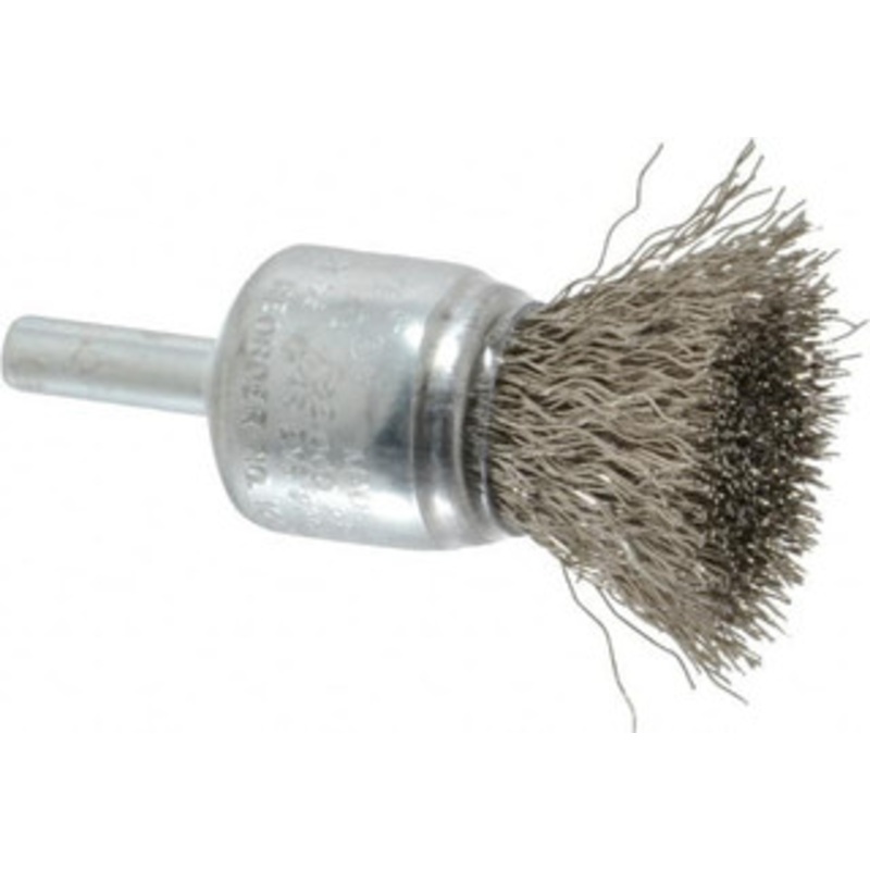 Weiler Abrasives 3/4 Diam Stainless Steel Crimped End Brush 7/8 Trim Length, 1/4 Shank Diam, 22,000 Max RPM 90301 – 00462796