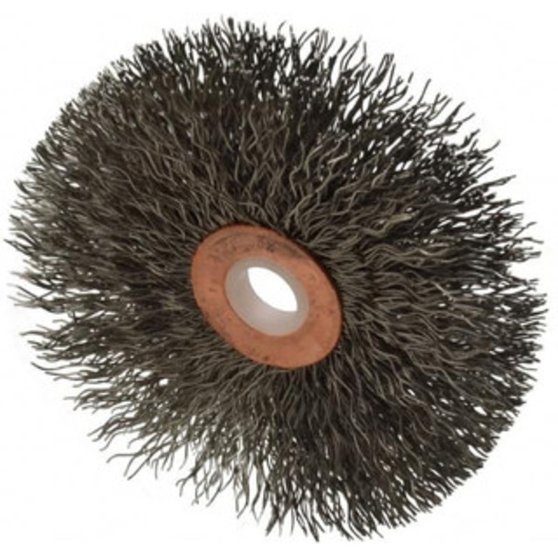Weiler Abrasives 3 OD, 1/2 Arbor Hole, Crimped Stainless Steel Wheel Brush 5/8 Face Width, 1 Trim Length, 0.014 Filament Diam, 20,000 RPM 16973 – 75849687