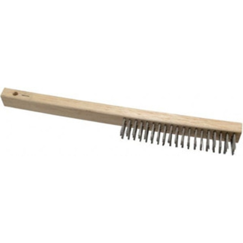 Weiler Abrasives 3 Rows x 19 Columns Curved Handle Stainless Steel Scratch Brush 6 Brush Length, 13-1/2 OAL, 1 Trim Length, Wood Curved Handle 98463 – 75851840