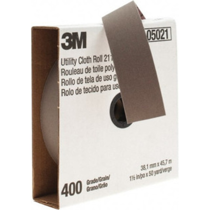 3M 1-1/2 x 50 Yd 400 Grit Aluminum Oxide Shop Roll Super Fine Grade, J Weighted Cloth Backing 7000118354 – 01653849