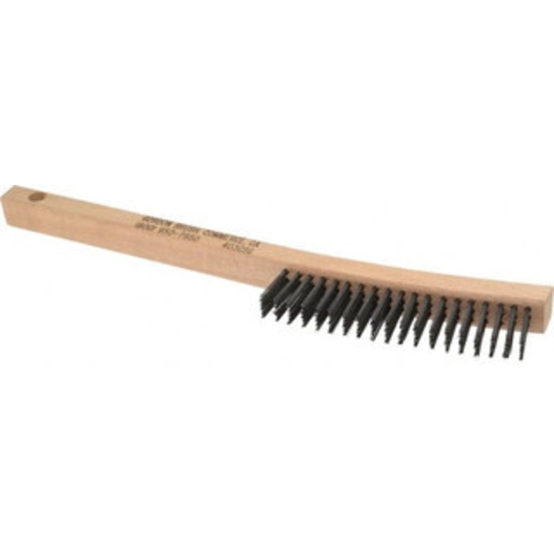 Gordon Brush 3 Rows x 19 Columns Steel Scratch Brush 13-3/4 OAL, 1-1/8 Trim Length, Wood Curved Handle 403CSG – 79562658