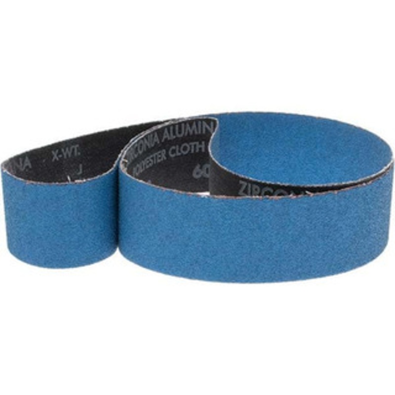 Norton 2 Wide x 48 OAL, 60 Grit, Zirconia Alumina Abrasive Belt Zirconia Alumina, Medium, Coated, X Weighted Cloth Backing, Series R823 78072728621 – 00243113