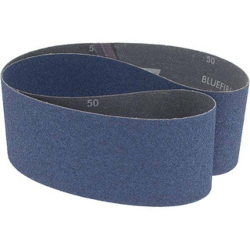 Norton 4 Wide x 54 OAL, 50 Grit, Zirconia Alumina Abrasive Belt Zirconia Alumina, Coarse, Coated, Y Weighted Cloth Backing, Series R821 78072753072 – 82110917
