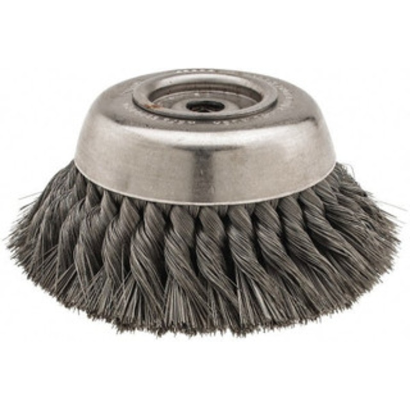 Osborn 6 Diam 5/8-11 Threaded Arbor Steel Fill Cup Brush Knotted Wire, 0.014 Wire Diam, 1-3/4 Trim, 6,000 Max RPM 0003302600 – 00221929