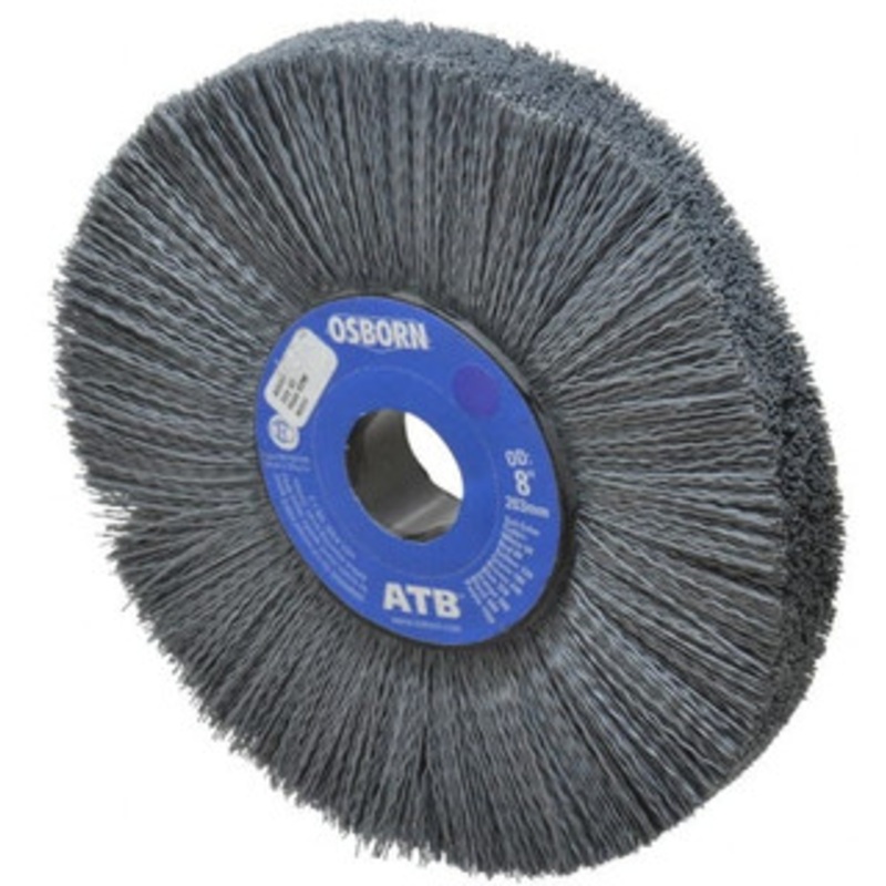 Osborn 8 OD, 1-1/4 Arbor Hole, Crimped Nylon Wheel Brush 1 Face Width, 2-1/4 Trim Length, 0.022 Filament Diam, 3,600 RPM 0004059700 – 01063486