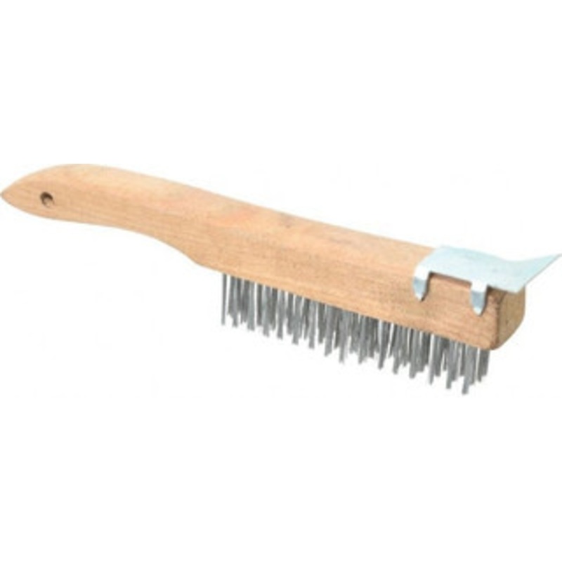 Value Collection 4 Rows x 16 Columns Shoe Handle Scratch Brush with Scraper 10 OAL, 1-1/8 Trim Length, Wood Shoe Handle CBR0201 – 00358721