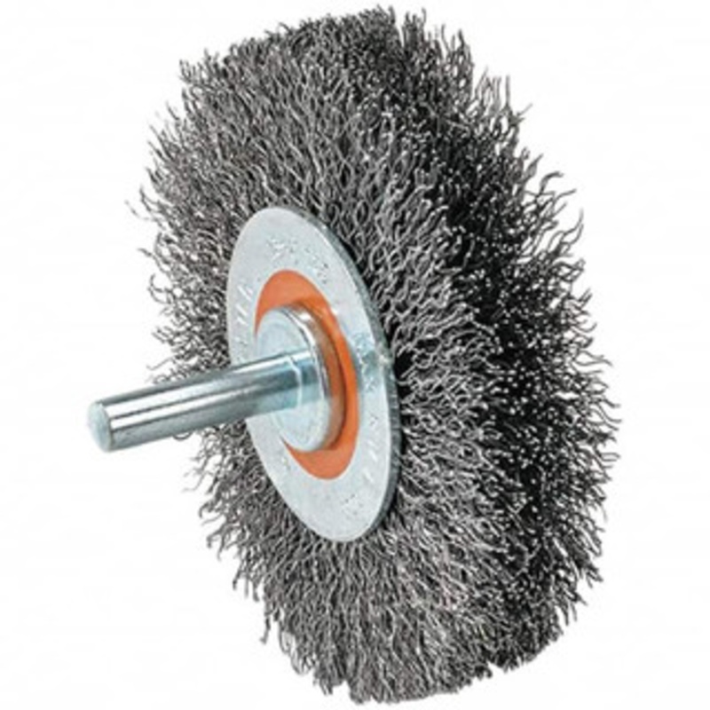 Walter Surface Technologies 1-3/8 OD, 1/4 Shank Diam, Crimped Steel Wheel Brush 1/4 Face Width, 0.008 Filament Diam, 25,000 RPM 13C110 – 80587645
