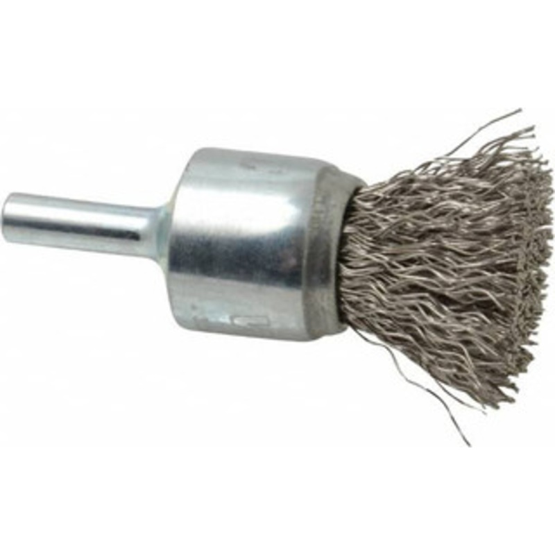 Weiler Abrasives 3/4 Diam Stainless Steel Crimped End Brush 7/8 Trim Length, 1/4 Shank Diam, 22,000 Max RPM 10019 – 75846220