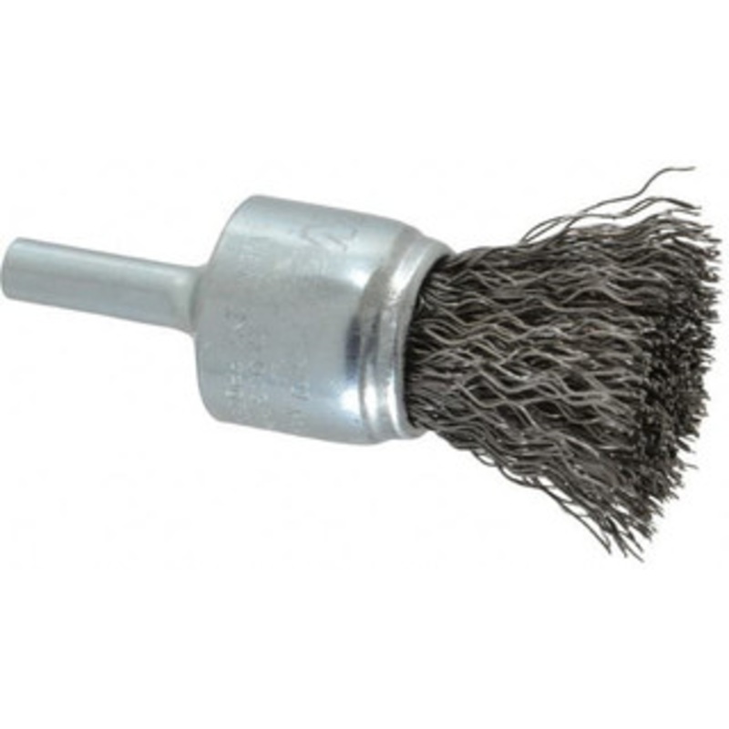 Weiler Abrasives 3/4 Diam Steel Crimped End Brush 7/8 Trim Length, 1/4 Shank Diam, 22,000 Max RPM 90290 – 00462689