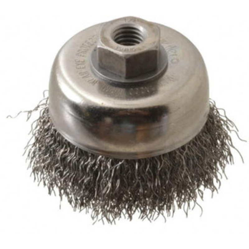 Weiler Abrasives 3 Diam 1/2-13 Threaded Arbor Steel Fill Cup Brush Crimped Wire, 0.014 Wire Diam, 7/8 Trim, 14,000 Max RPM 93642 – 03597614