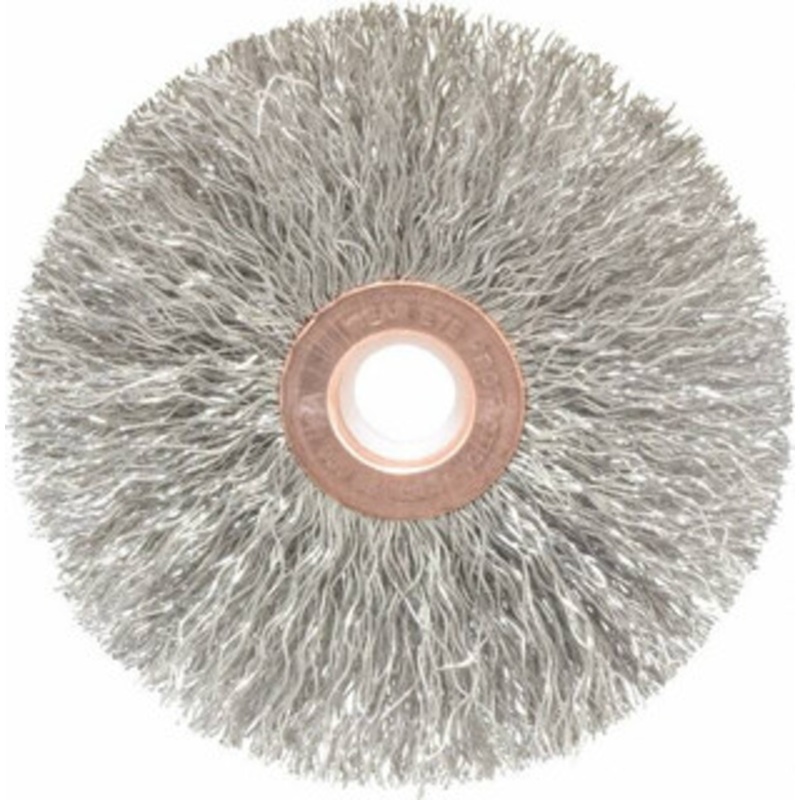 Weiler Abrasives 3 OD, 1/2 Arbor Hole, Crimped Stainless Steel Wheel Brush 5/8 Face Width, 1 Trim Length, 0.0118 Filament Diam, 20,000 RPM 93666 – 03598182