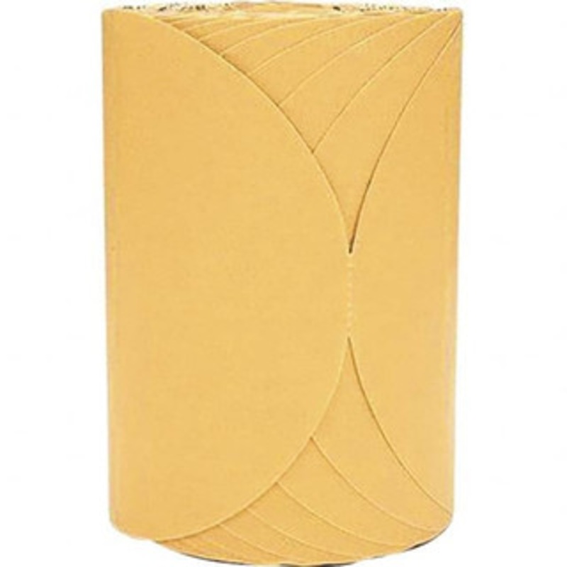 3M 6 Diam, 180 Grit FEPA, Aluminum Oxide Adhesive PSA Disc Very Fine Grade, Gold, A Weighted Backing, Flexible, Use with Random Orbital Sanders 7000118297 – 01209329