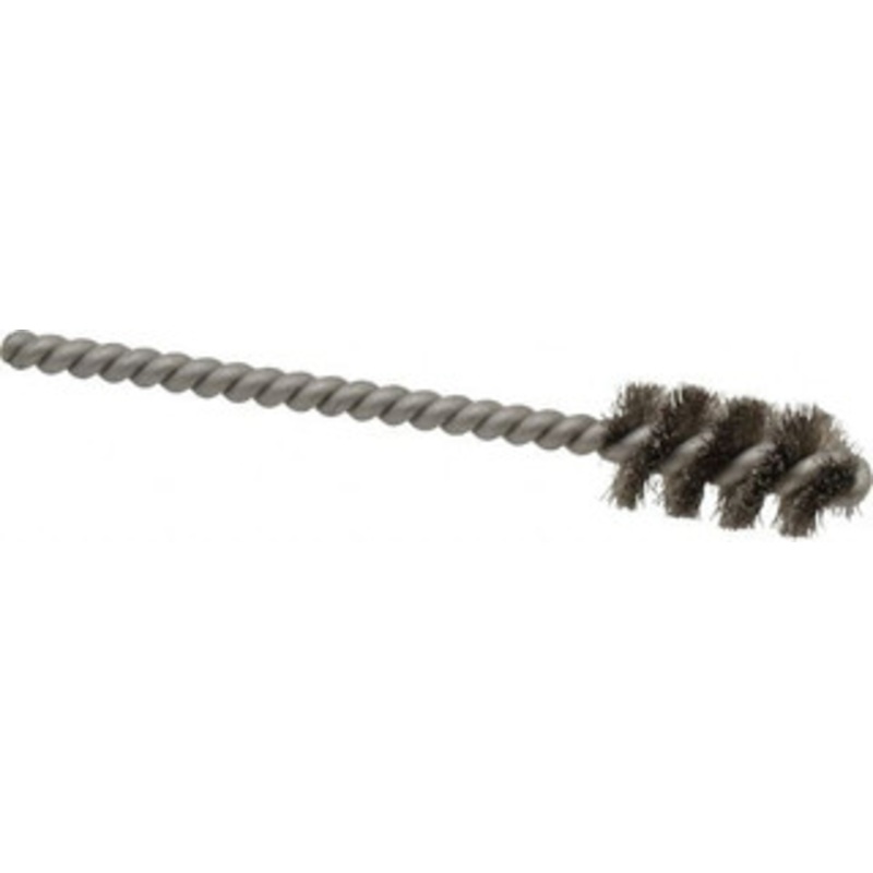 Made in USA 1/2 Diam Helical Stainless Steel Tube Brush Single Spiral, 0.005 Filament Diam, 1 Brush Length, 3-1/2 OAL, 0.162 Diam Stainless Steel Shank 09-400825 – 03715307