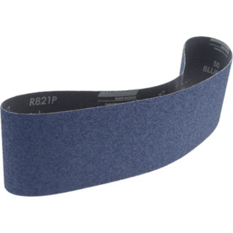 Norton 4 Wide x 36 OAL, 50 Grit, Zirconia Alumina Abrasive Belt Zirconia Alumina, Coarse, Coated, Y Weighted Cloth Backing, Dry, Series R821 78072727475 – 85126050
