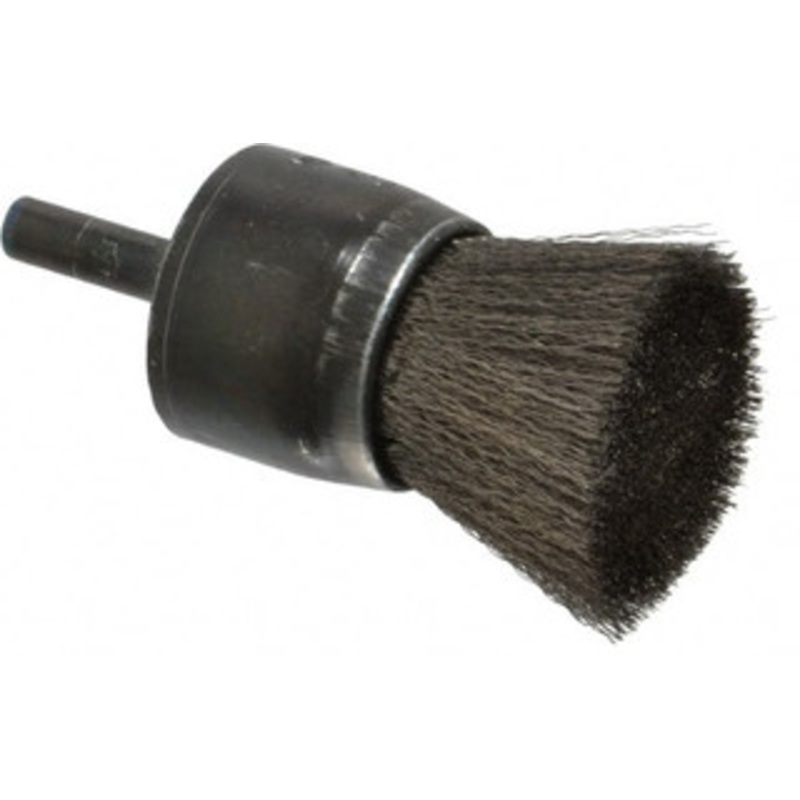 Osborn 1 Diam Stainless Steel Crimped End Brush 1 Trim Length, 1/4 Shank Diam, 20,000 Max RPM 0003071100 – 00126300