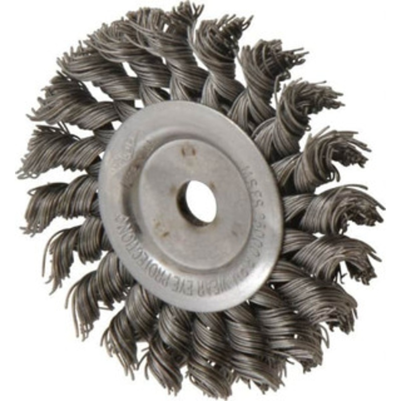 Osborn 3 OD, 3/8 Arbor Hole, Knotted Steel Wheel Brush 3/8 Face Width, 5/8 Trim Length, 0.02 Filament Diam, 25,000 RPM 0002673700 – 06082937