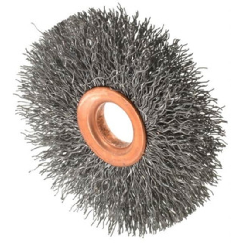 Value Collection 2-1/2 OD, 1/2 Arbor Hole, Crimped Steel Wheel Brush 3/8 Face Width, 3/4 Trim Length, 0.012 Filament Diam, 15,000 RPM S00651760 – 00651760