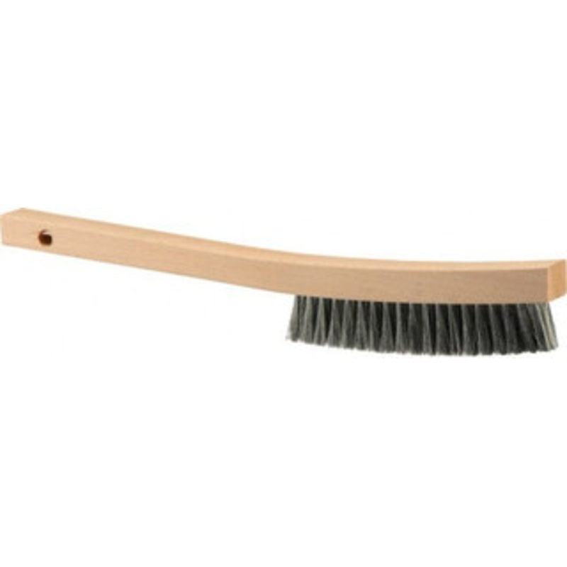 Weiler Abrasives 3 Rows x 19 Columns Steel Plater Brush 5-1/2 Brush Length, 13 OAL, 1 Trim Length, Wood Curved Handle 44116 – 82071853