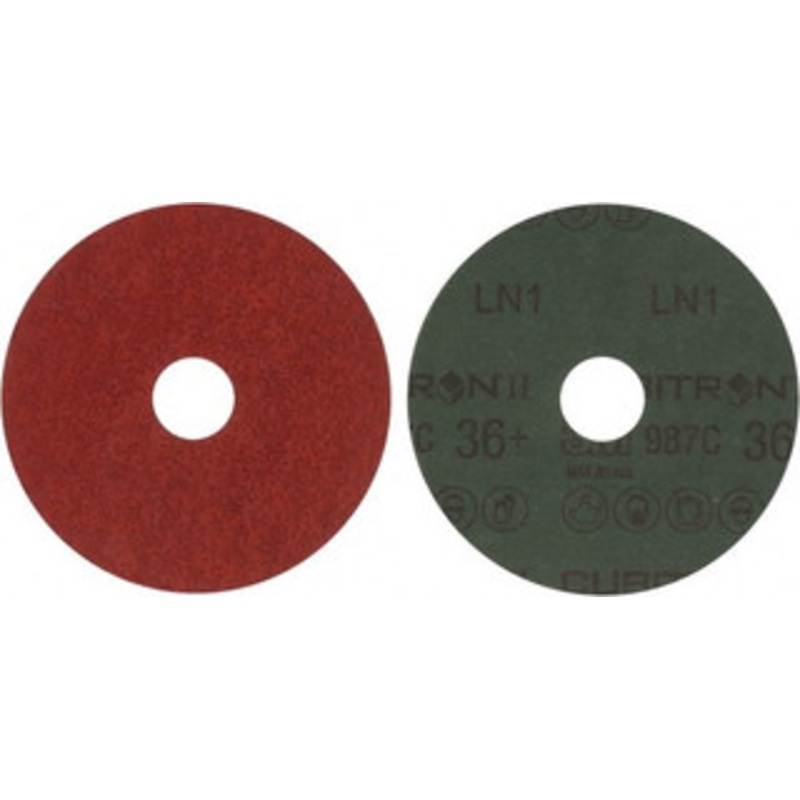3M 4-1/2 Diam, 7/8 Hole, 36+ Grit Ceramic Fiber Disc Very Coarse, 13,300 Max RPM, Series 987C 7000119175 – 43644715
