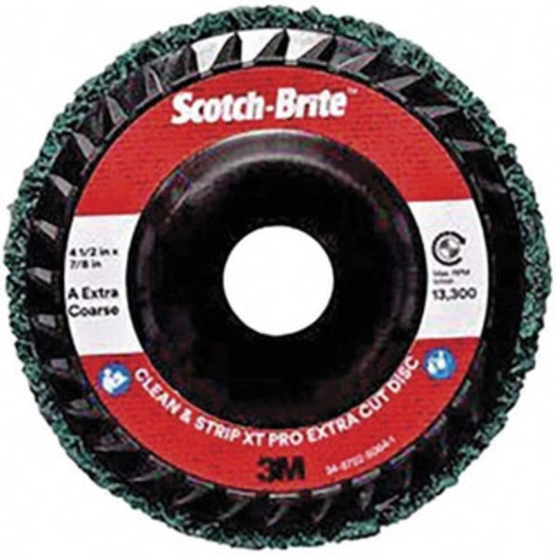 3M 4-1/2 Extra Coarse Grade Aluminum Oxide Deburring Disc 7/8 Center Hole, Quick Change Connection, Green, 13,300 Max RPM 7100175515 – 11030293
