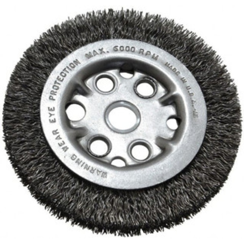 Anderson Products 4-1/4 OD, 5/8 Arbor Hole, Crimped Steel Wheel Brush 3/4 Face Width, 5/8 Trim Length, 0.014 Filament Diam, 6,000 RPM 01574 – 00539049