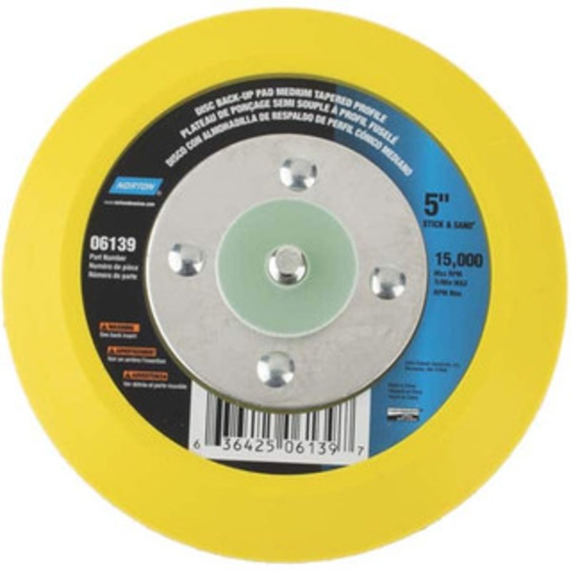Norton 5 Diam Adhesive/PSA Disc Backing Pad Medium Density, 12,000 RPM 63642506139 – 67845156