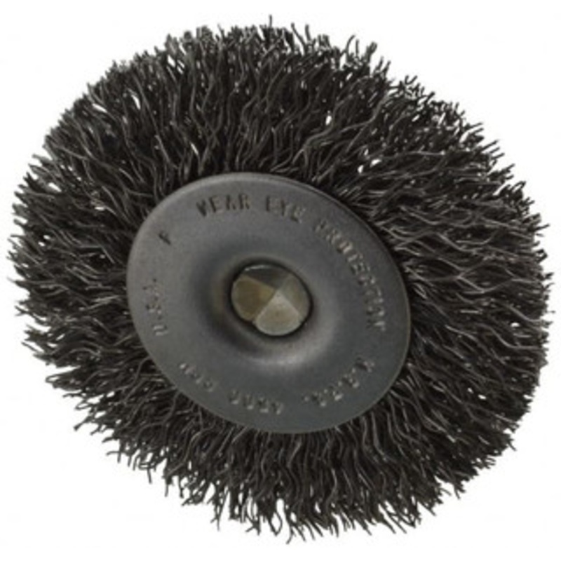 Value Collection 2-1/2 OD, 1/4 Shank Diam, Crimped Steel Wheel Brush 1/4 Face Width, 0.014 Filament Diam, 4,500 RPM PB84019 – 00354050