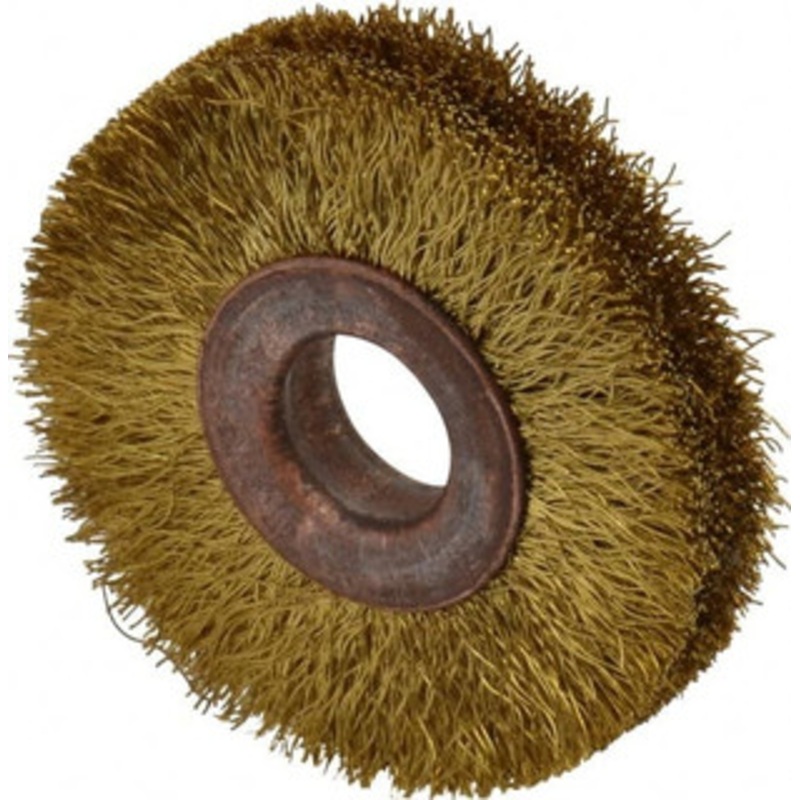 Value Collection 2 OD, 1/2 Arbor Hole, Crimped Brass Wheel Brush 5/16 Face Width, 3/8 Trim Length, 0.008 Filament Diam, 20,000 RPM 7305013320 – 74038779