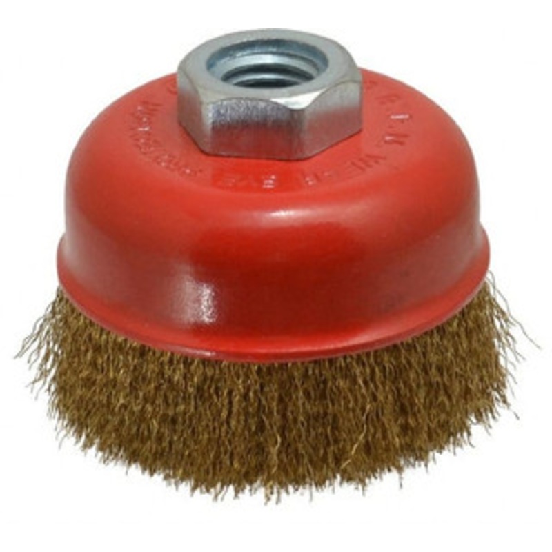 Value Collection 3 Diam 5/8-11 Threaded Arbor Steel Fill Cup Brush Crimped Wire, 0.008 Wire Diam, 12,500 Max RPM S04186185 – 04186185