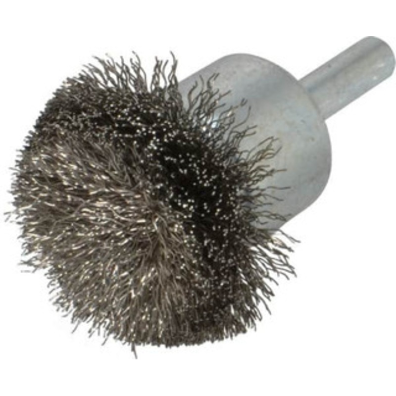 Weiler Abrasives 1-1/2 Diam Stainless Steel Flared Crimped End Brush 1/4 Shank Diam, 20,000 Max RPM 90305 – 00462838