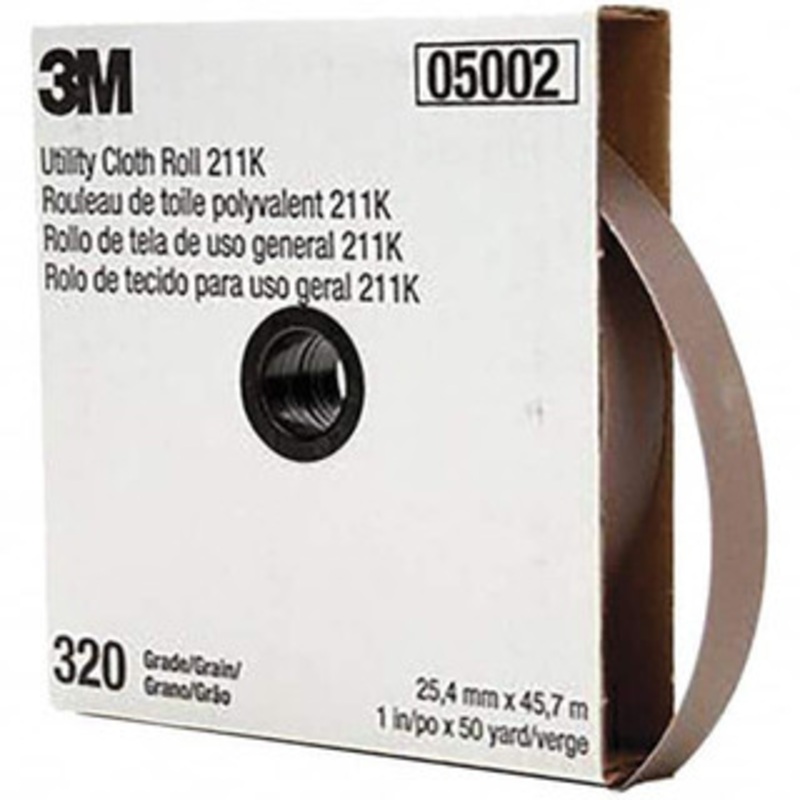 3M 1 x 50 Yd 320 Grit Aluminum Oxide Shop Roll Extra Fine Grade, J Weighted Cloth Backing 7000118350 – 01653716