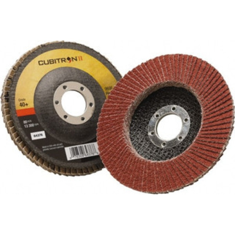 3M 4-1/2 40 Grit 7/8 Center Hole Type 27 Ceramic Flap Disc Coarse Grade, Coated, Arbor Attachment, Polyester Backing, 13,300 RPM 7100104939 – 50327410