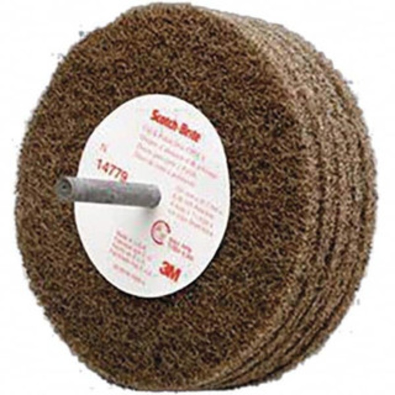 3M 4 Medium Grade Aluminum Oxide Deburring Disc 1/4 Shank Diam, Shank Connection, Tan, 8,000 Max RPM 7000120710 – 01608678