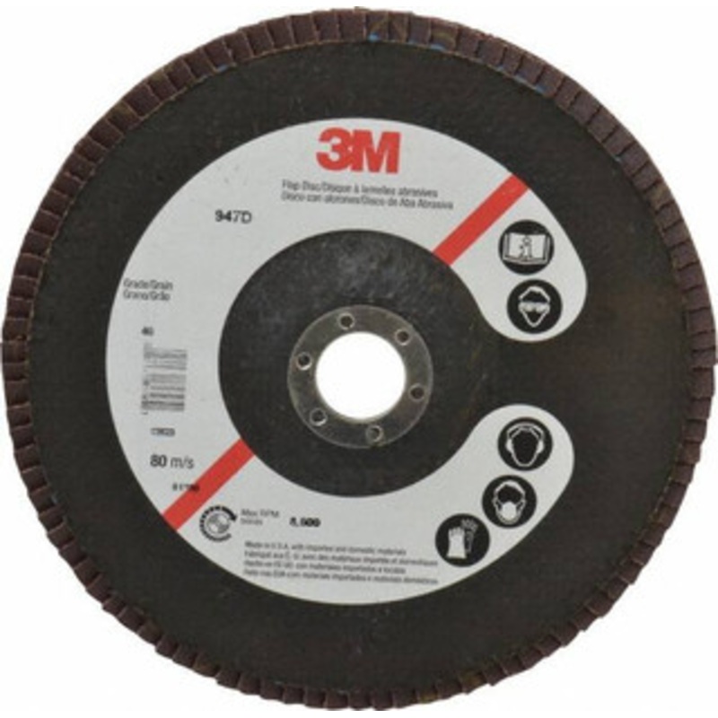 3M 7 40 Grit 7/8 Center Hole Type 27 Ceramic Flap Disc Coarse Grade, Coated, Arbor Attachment, Cloth Backing, 8,600 RPM 7010359903 – 05072715