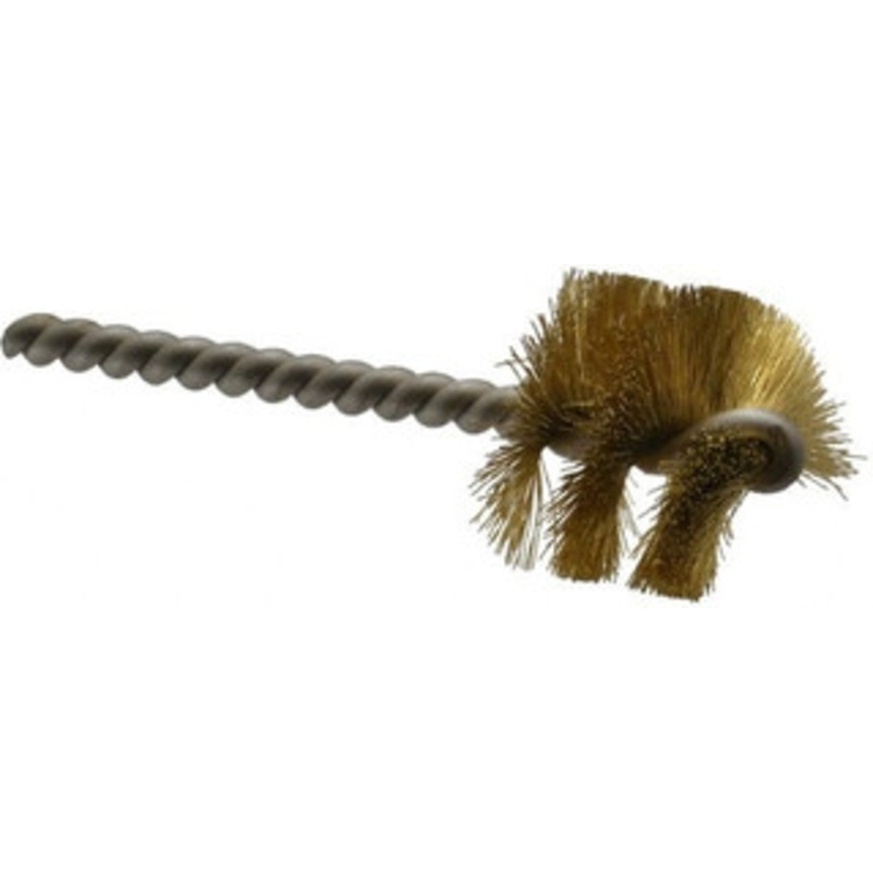 Made in USA 1-1/4 Diam Helical Brass Tube Brush Single Spiral, 0.008 Filament Diam, 1 Brush Length, 3-1/2 OAL, 0.248 Diam Stainless Steel Shank 09-402038 – 03715547